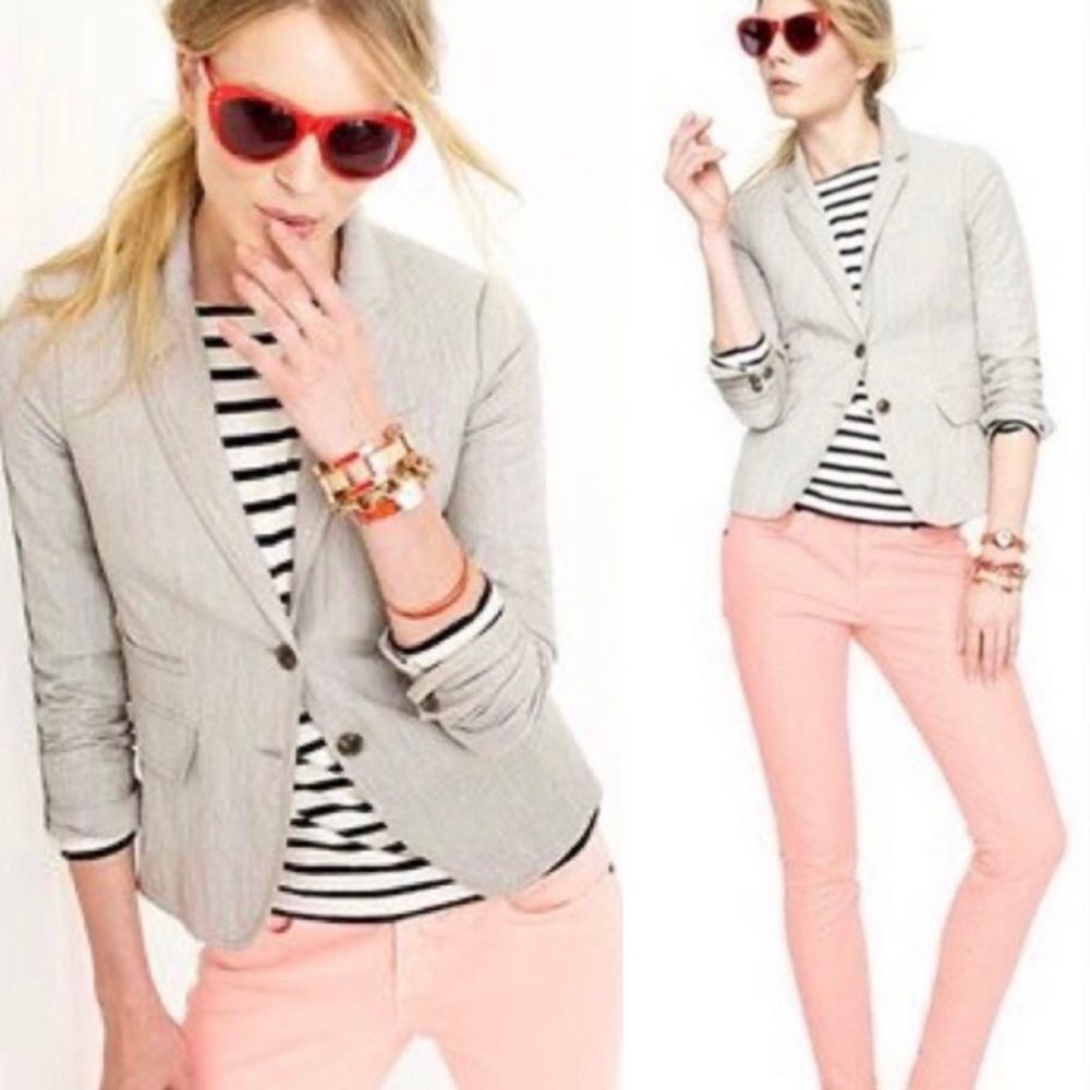 J Crew Schoolboy Blazer Taupe Herringbone